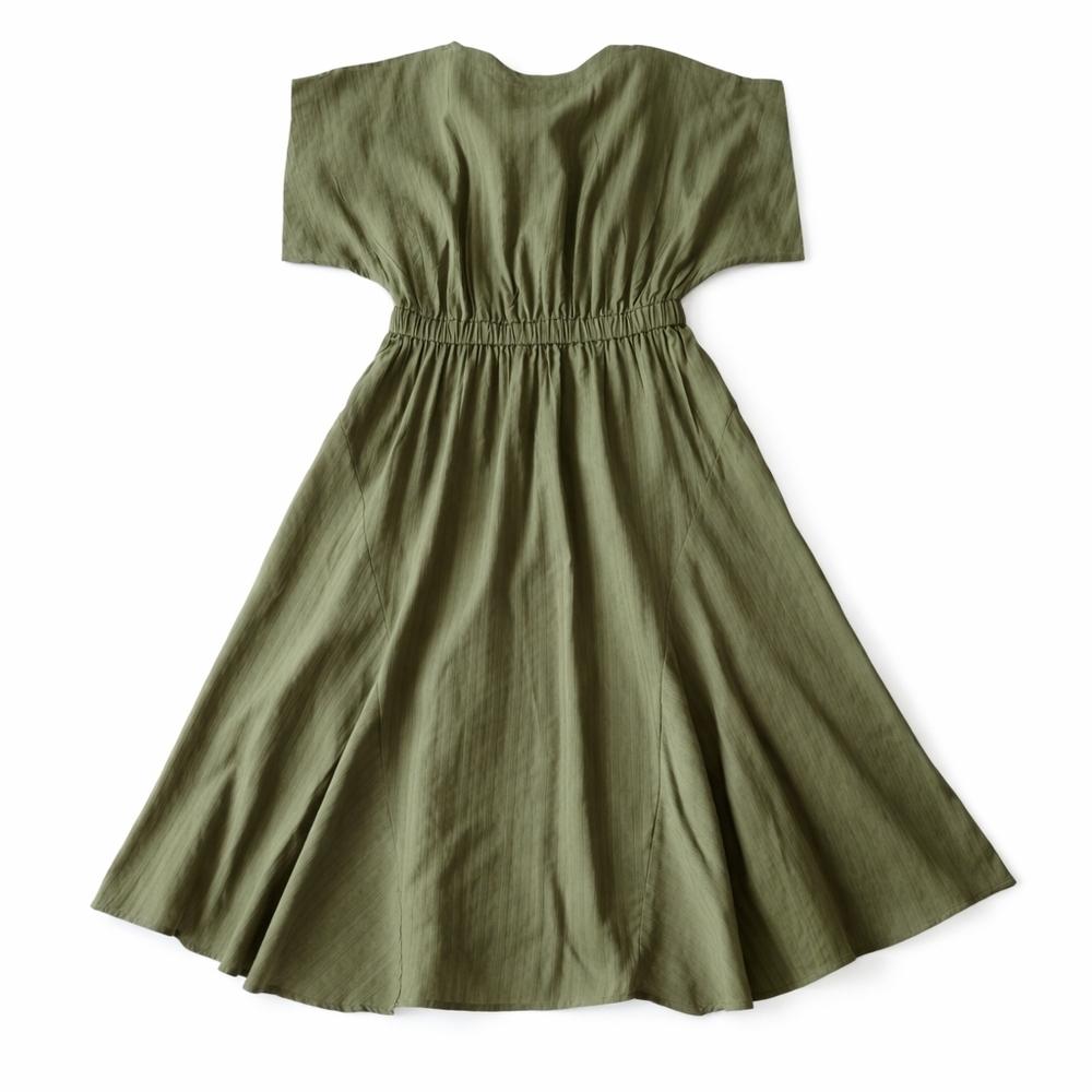 Cupshe Olive Green Midi Dress Size L Flowy V-Neck Boho - Picture 5 of 7
